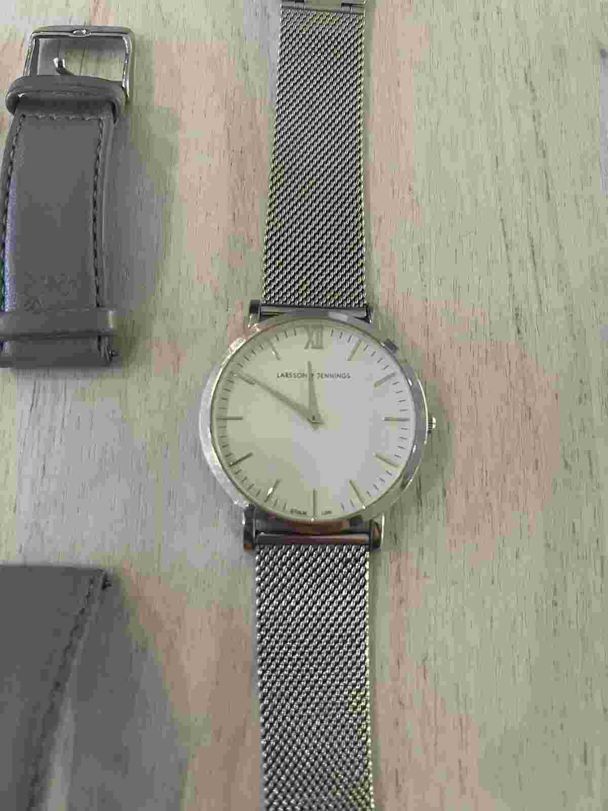 Larsson & Jennings stainless steel 40mm watch + leather straps