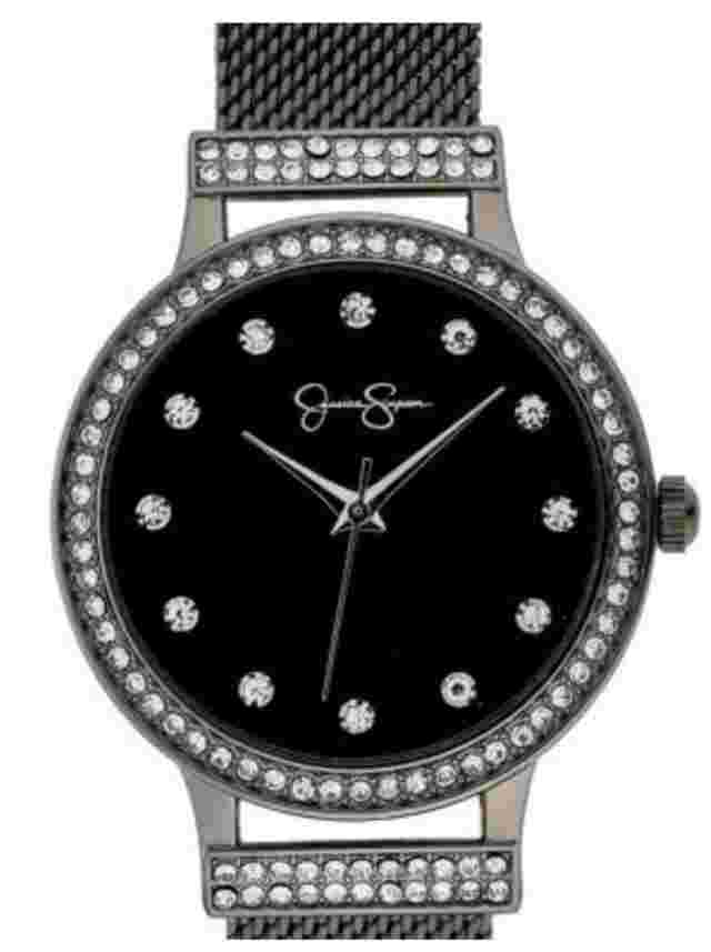 Jessica Simpson Gunmetal Adjustable Mesh Watch