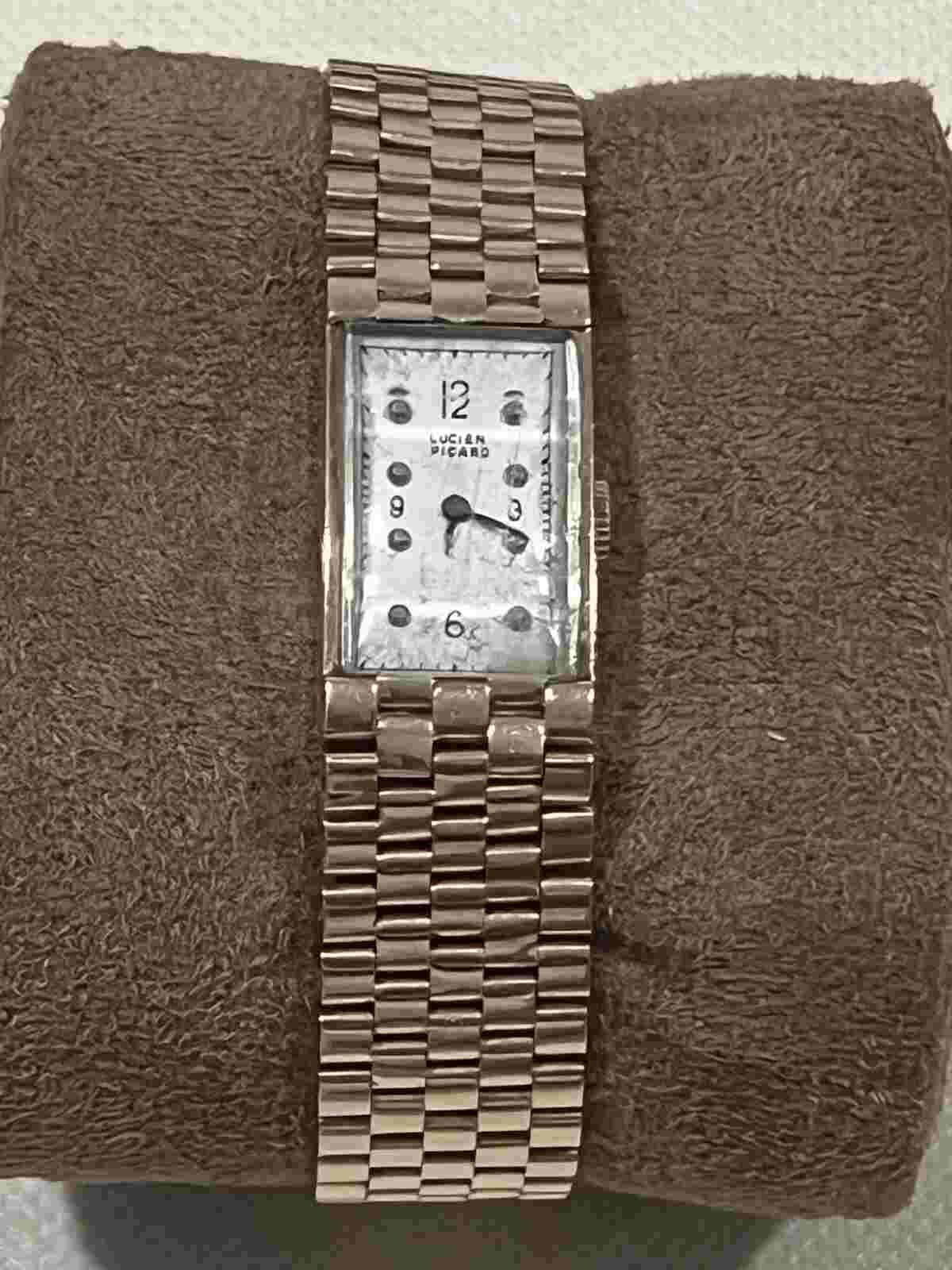 Vintage LUCIEN PICCARD Ladies Solid 14k Rose Gold Watch Collectible