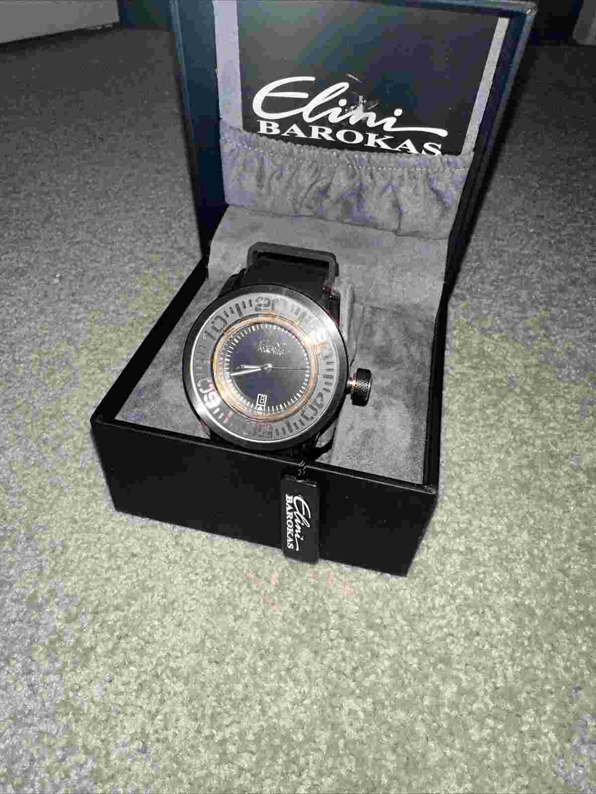 ELINI BAROKAS, 330ft "316L" Date Just, UNIQUE!  w/Box, BIG MENS WATCH,MIB R25-96