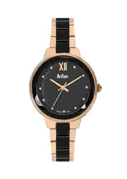 Leecooper Watch LC06465.850 Modern Ladies Wrist Watch Roségold-schwarz Link Band