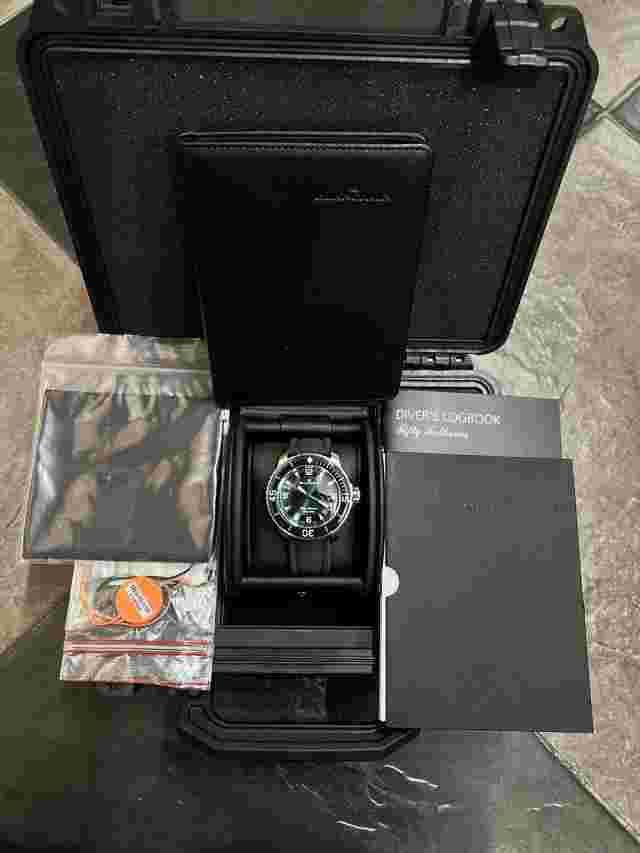 Blancpain Navy Blue Fifty Fathoms 45 MM Titanium Automatic Watch W/ B