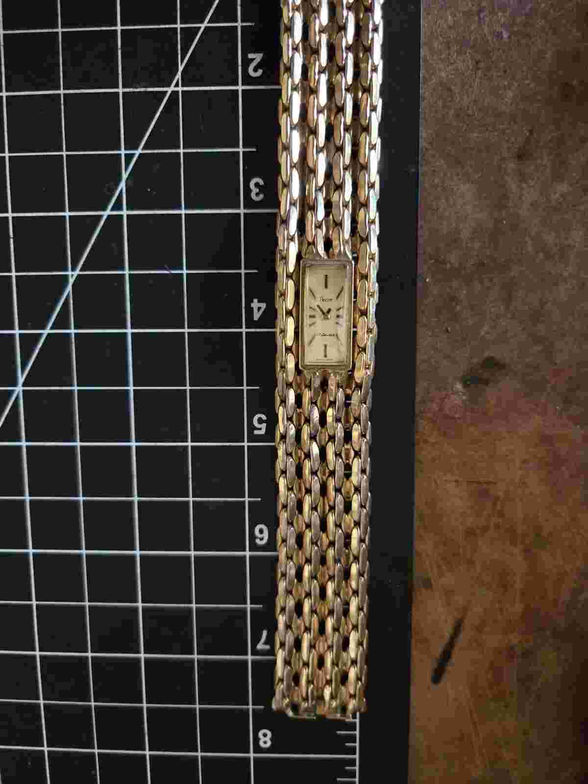 pedre gold filled or plated mesh watch ladies rectangle tank mesh
