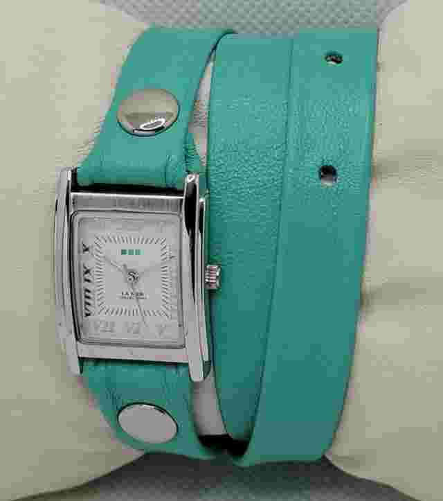 Ladies La Mer Collections By Martine Ilana Silver Tone Teal Wrap Around Strap K5