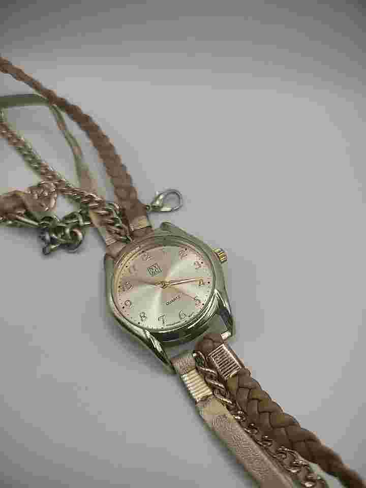 NY&C Wrap WristWatch Watch Womens Multi Strand Gold Tone Analog Jewelry Costume