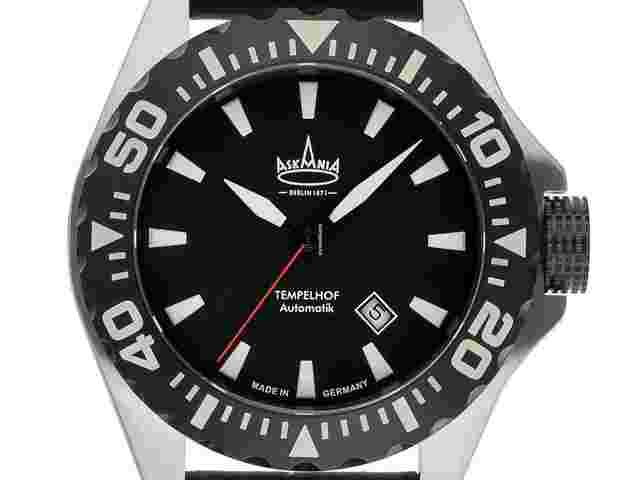 Askania Tempelhof
                           
                                 Stahl Automatik Armband Leder 48mm Ref.TEM-6005 Box&Pap. Full Set Neu
