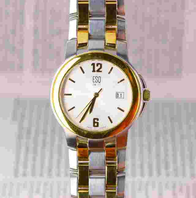 ESQ by Movado Mens 36mm Quartz Date - Yellow Gold Plated & Steel E5111 