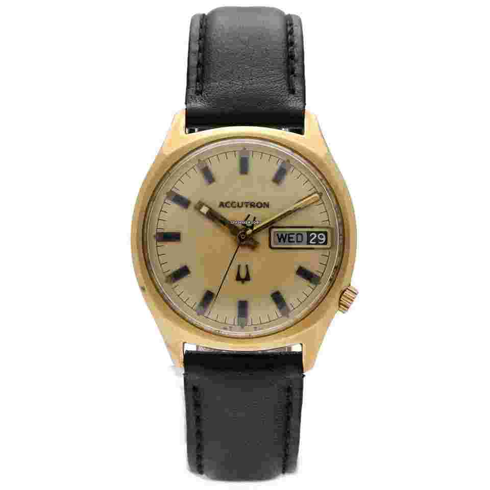 Accutron
Vintage Day/Date 14K Gold Filled Black Leather Dress Men's Watch