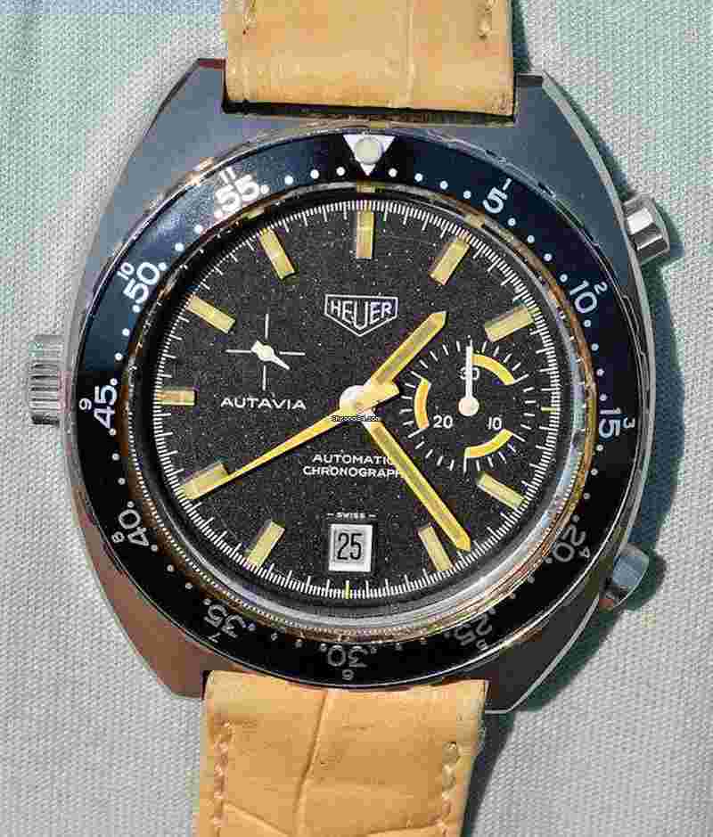 Heuer
                           
                                 Rare 1970s Vintage Chrono Heuer Autavia 15 Gauge Automatic With Microtor