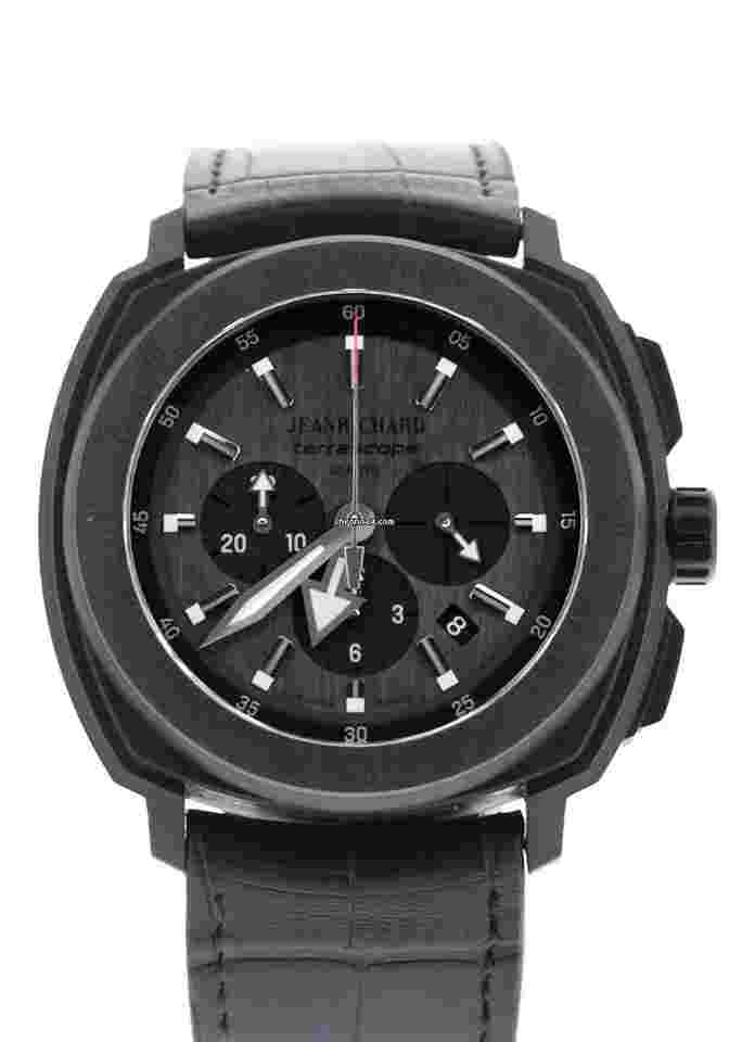 JeanRichard Terrascope
                           
                                 Chrono 44mm Carbon Case Black Dial Black Leather Strap Limited Edition 200 Pieces 60550-36-601-FK6A - Warranty: 2019
