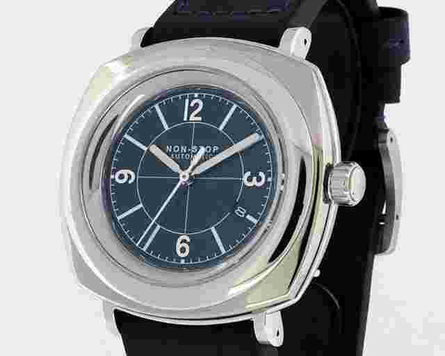 NON-STOP WATCHES CUSHION SILVER NAVY SNSW T5 SURGICAL TITANIUM 46MM TWO YEAR WARRANTY
