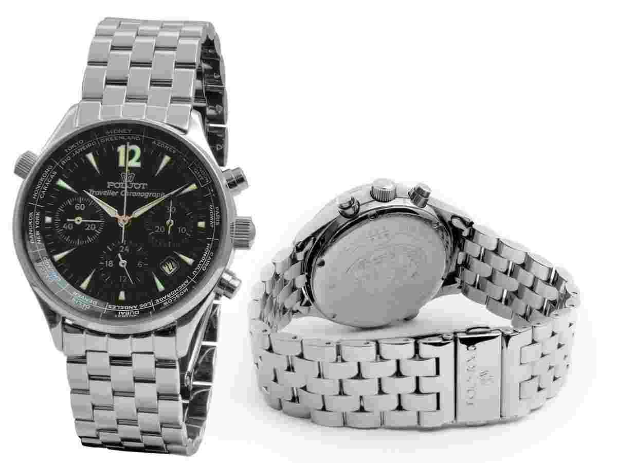 Poljot Traveller Chronograph 31681-1743631B Full collector's set Bracelet + Crystal back