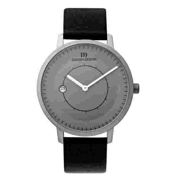 Danish Design IQ13Q832 Gray Dial Titanium Black Leather Quartz Men's Watch