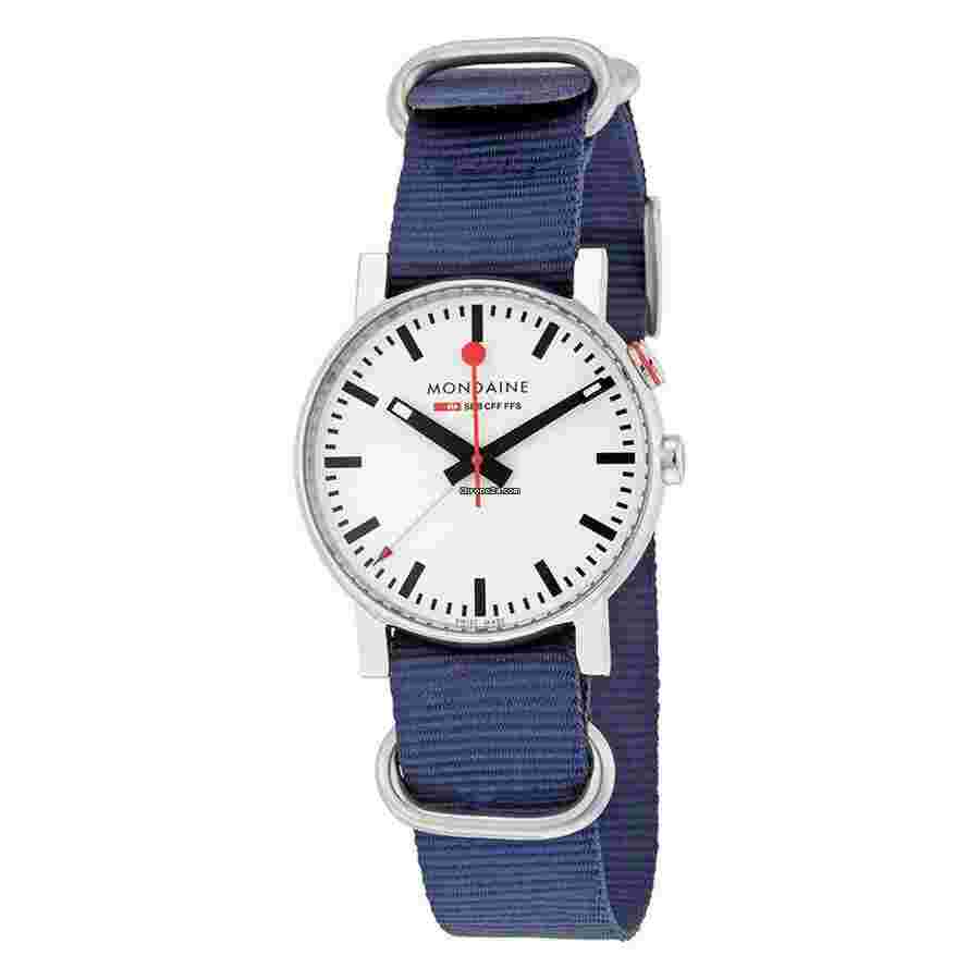 Mondaine Evo
                           
                                 A468.30352.11SND White Dial Stainless Blue Nylon Alarm Men's Watch