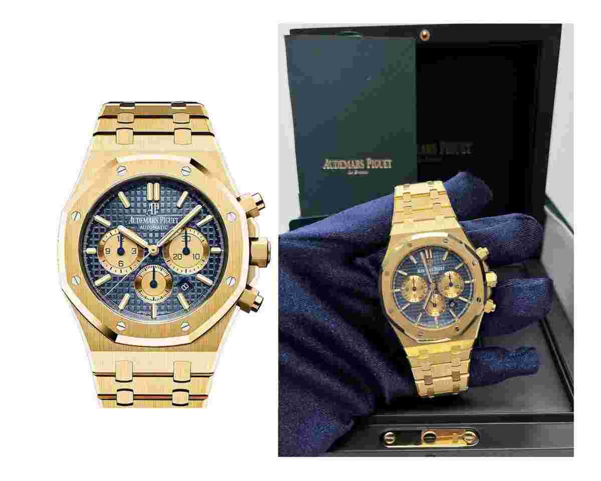 Audemars Piguet Royal Oak Chronograph
Yellow Gold Blue Dial Yellow Sub-Dials 26331BA.OO.1220BA.01