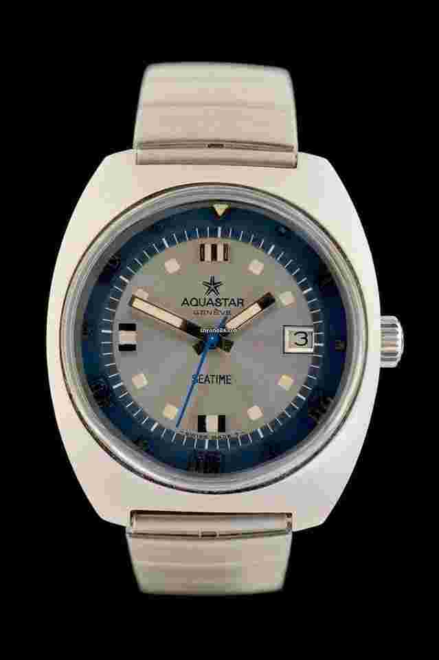 Aquastar
                           
                                 Seatime Automatik - 40 mm - Vintage Diver - rotating Bezel - Silbernes Zifferblatt - Tritium - 40 mm