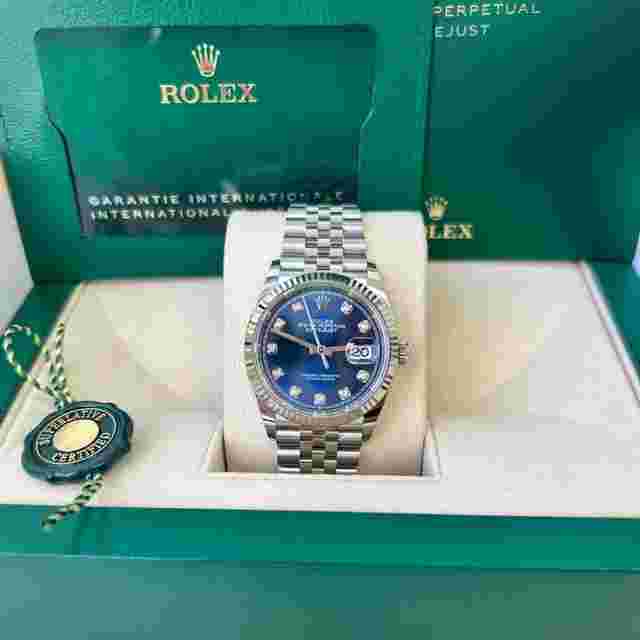 Rolex Datejust 36
                           
                                 126234 Datejust 36mm Steel Blue Diamond Dial Fluted Bezel Jubilee Bracelet