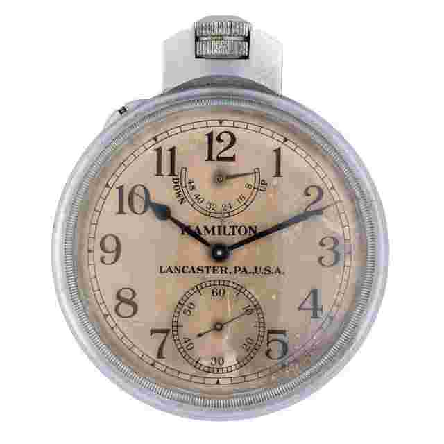 Hamilton
                           
                                 Lancaster.PA.,U.S.A Model 22 Base Metal 21 Jewel 71mm Deck Pocket Watch