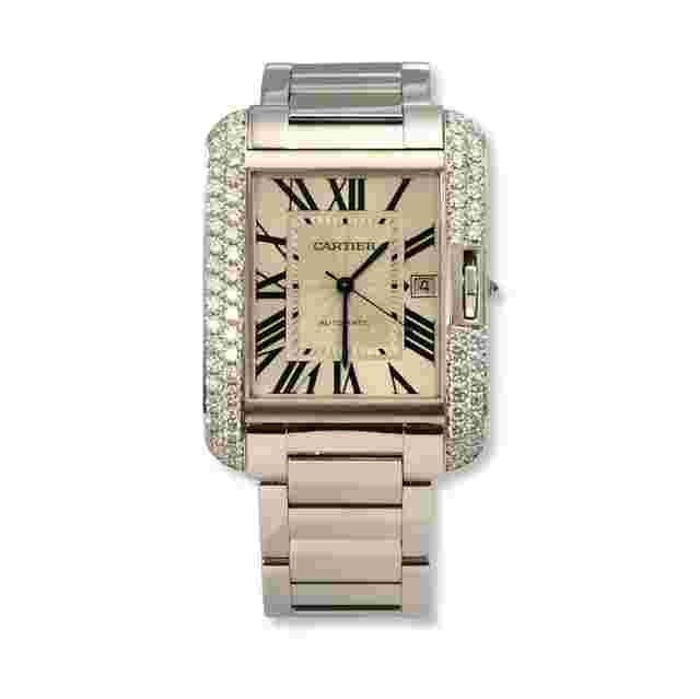 Cartier Tank Anglaise
                           
                                 White Gold Diamond Bezel