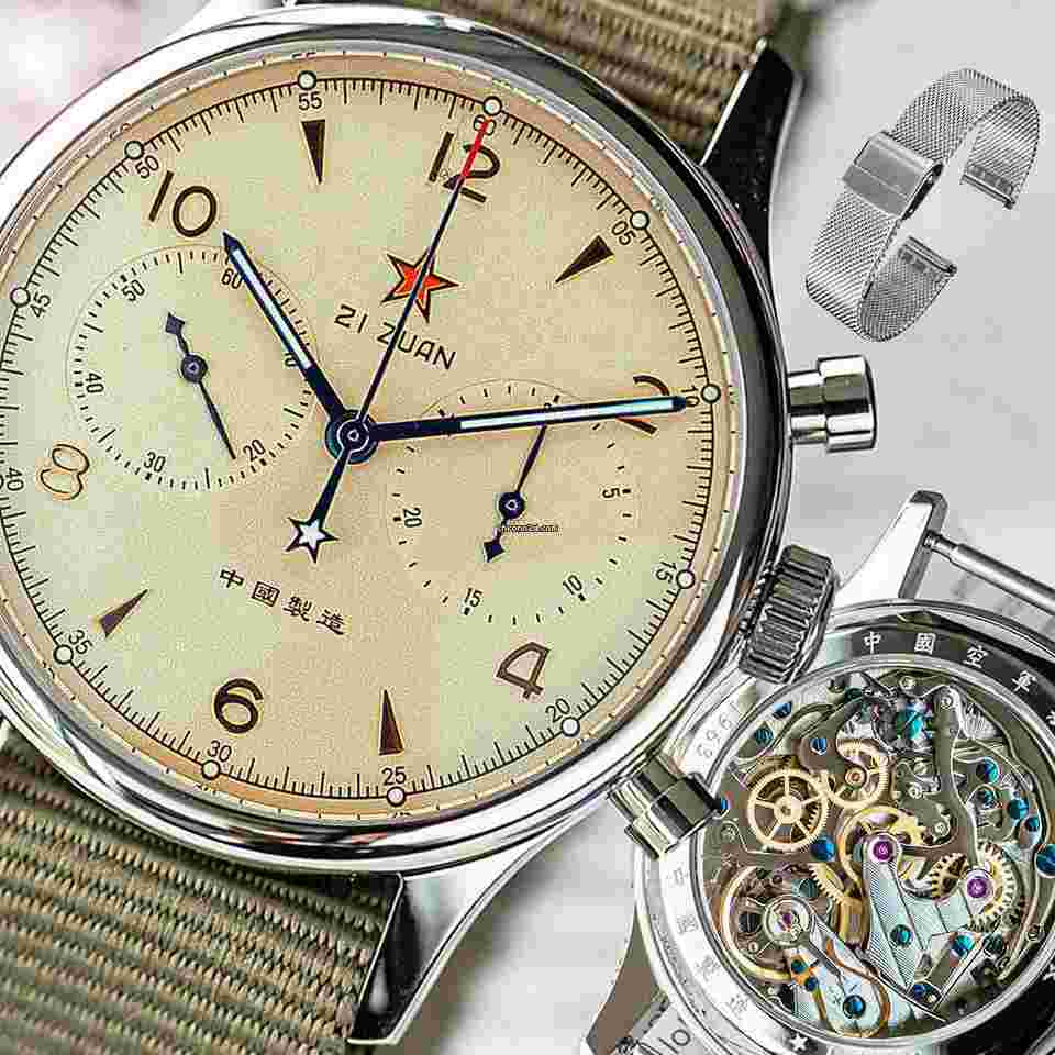Sea-Gull
                           
                                 Movement 40MM 1962 (NEW 1963) Sapphire Red Star Reissue Seagull ST1901 Chronograph Watch