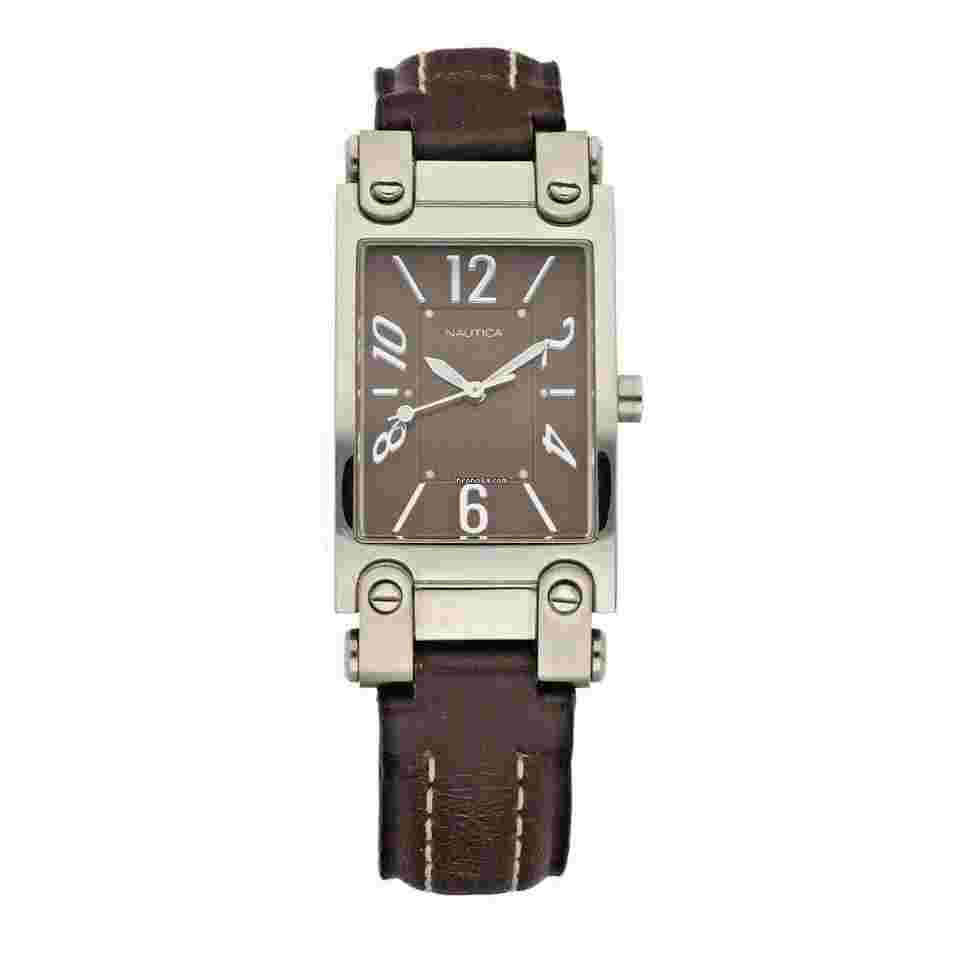 Nautica
N10016L Rectangle Steel Case Brown Leather Quartz Wrist Watch