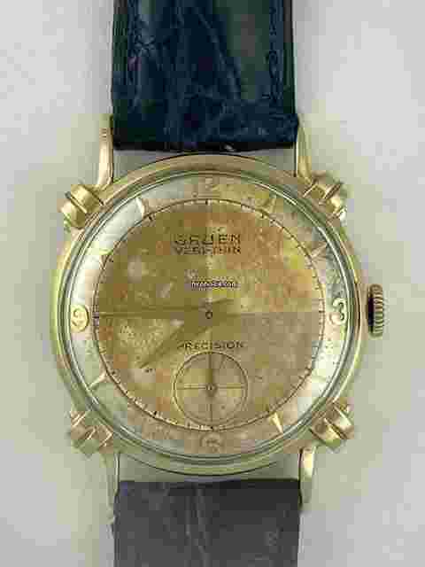 Gruen Precision
                           
                                 Veri-Thin Precision 14K Solid Gold Fancy Lugs Tropical Pie Pan Dial Vintage Swiss Made