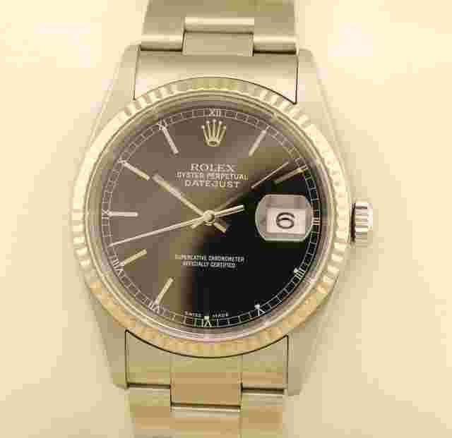 Rolex Datejust 36 Edelstahl Weissgold Oysterarmband Herrenuhr Automatic Automatik Saphir black