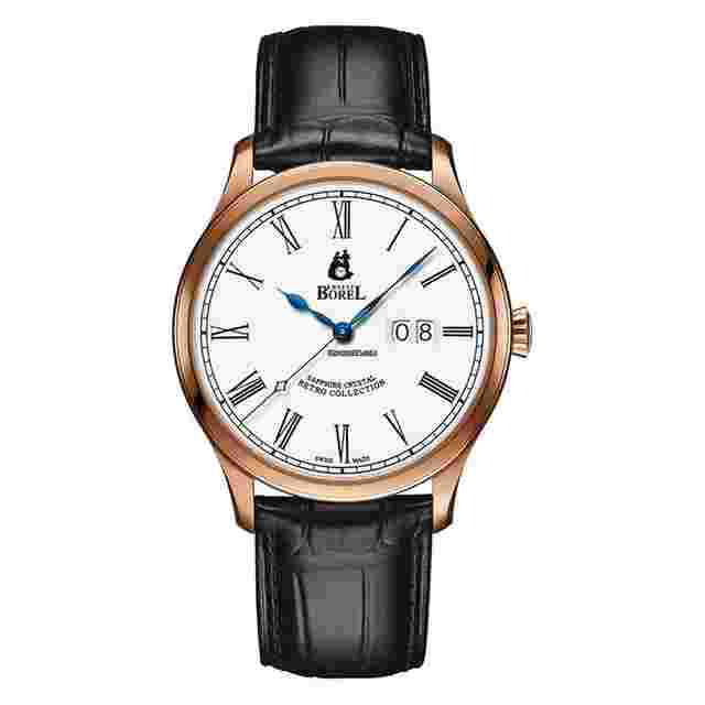 Ernest Borel
                           
                                 Automatic Rose Gold Sapphire Crystal Retro Collection Swiss Made