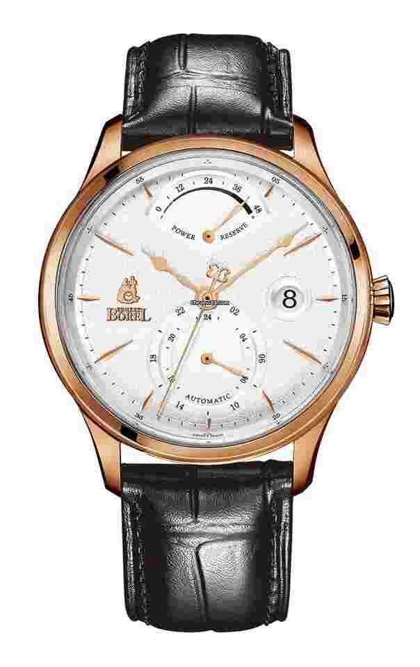 Ernest Borel
                           
                                 Automatic Rose Gold Date Leather GMT Power Reserve Swiss Made