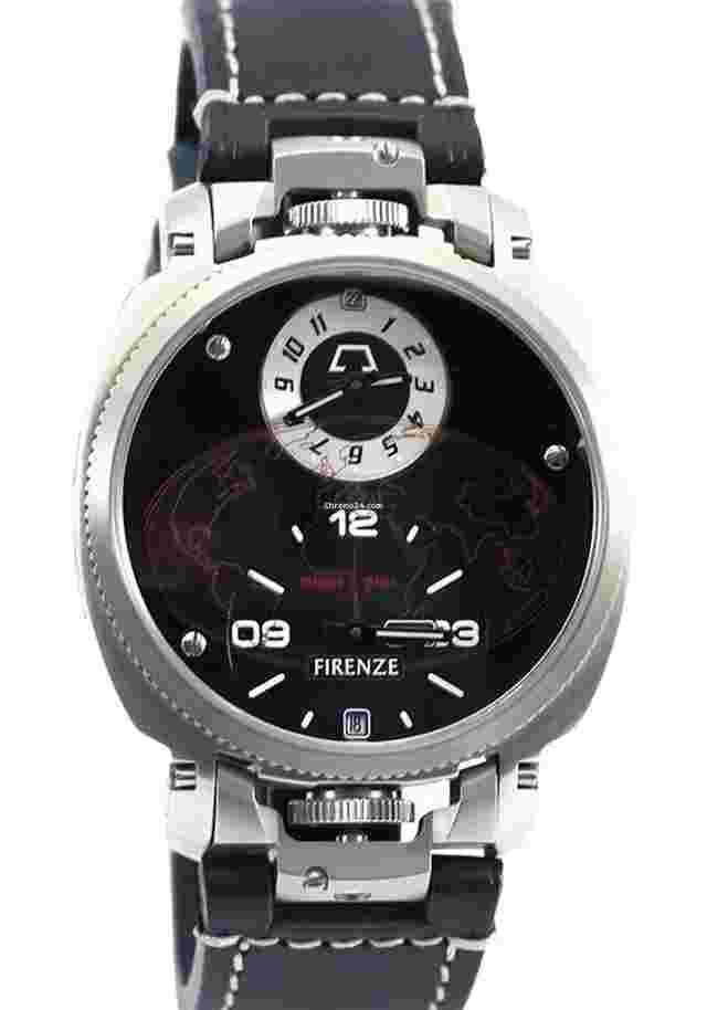 Anonimo
                           
                                 Firenze Dual Time 43mm Steel Case Black Dial Black Leather Strap 2009 100% NEW - Warranty: 2013
