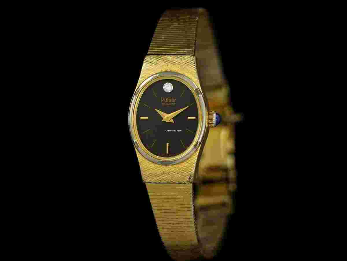 Pulsar
                           
                                 1970's Vintage Ladies 14K Gold Plated & Diamond Watch - Owned & Worn By Actress Loretta Yo