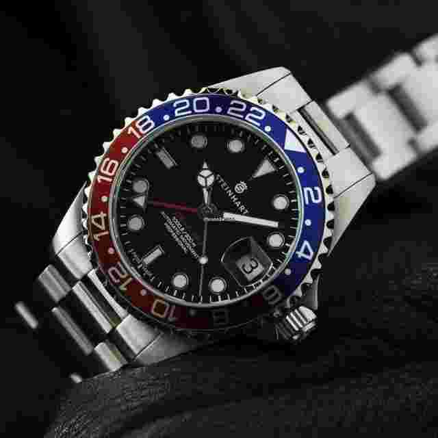 Steinhart Ocean 1
                           
                                 GMT-OCEAN One 39 Blue-Red Pepsi Automatic Swiss Diver Watch 103-0848