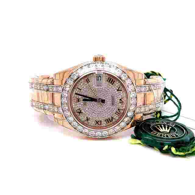 Rolex Pearlmaster
                           
                                 Datejust Pearlmaster 34mm Everose Pave Dial Diamond Bracelet
