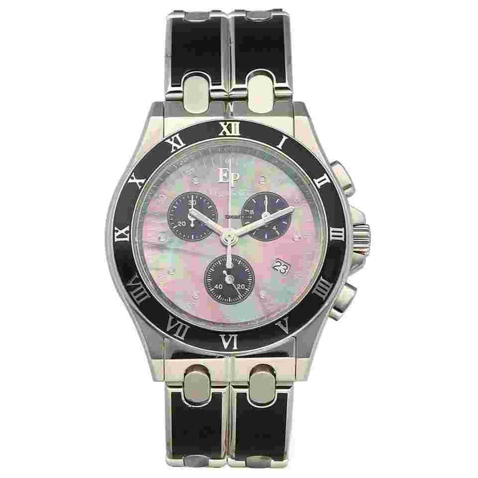 Pequignet
025 Chrono Two Tone Steel 38mm Tahitian MOP Dial Quartz Wristwatch