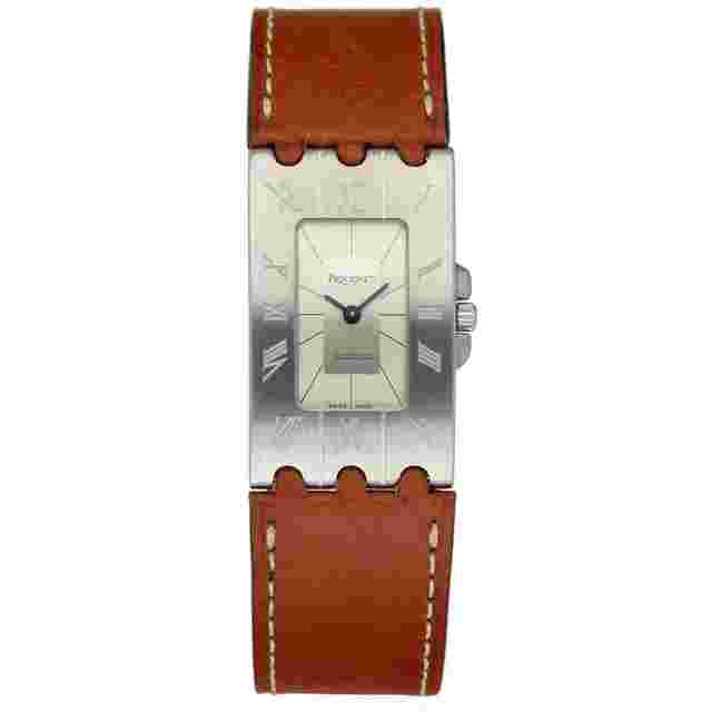 Pequignet
                           
                                 016 Large Rectangle 21mm Brown Leather Steel Swiss Quartz Women's Watch