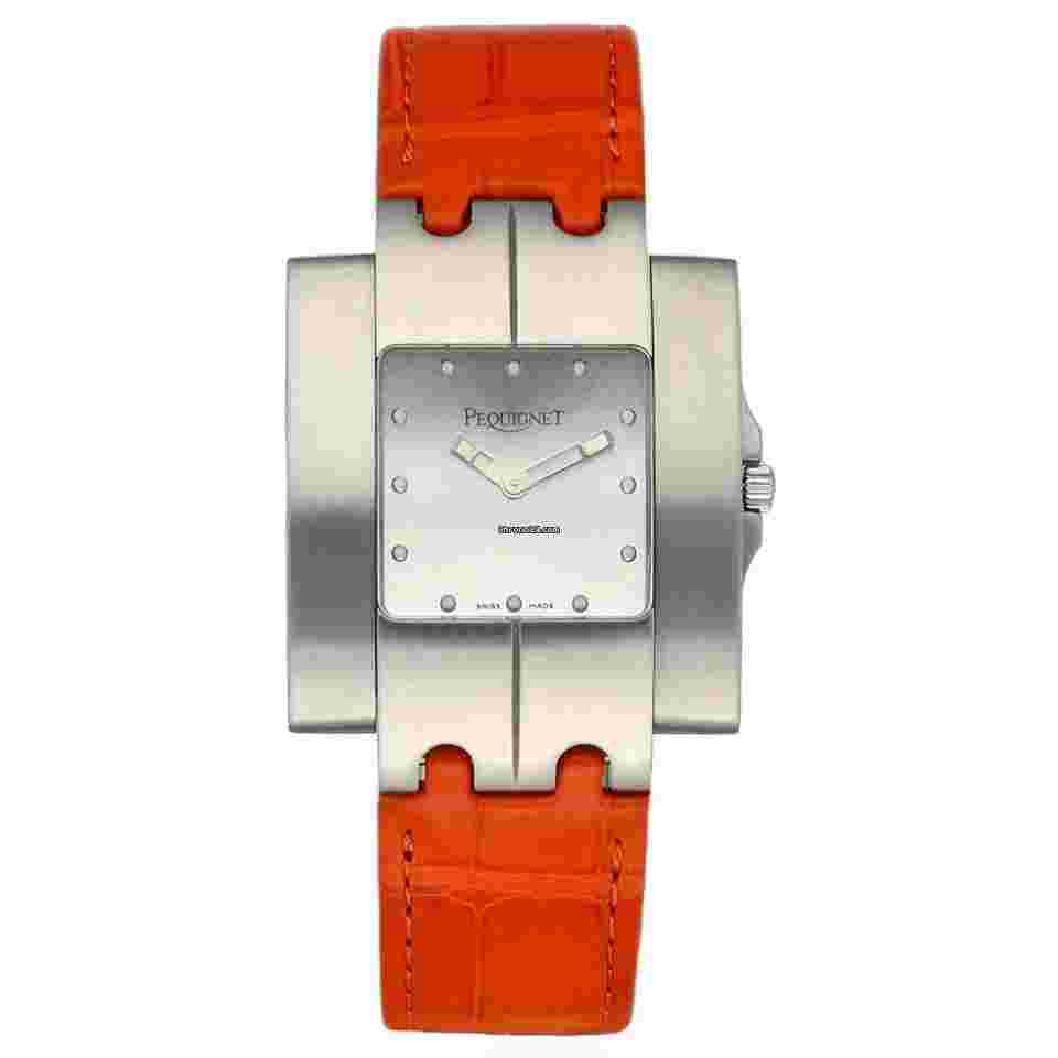 Pequignet
277 Rectangle Silver Dial 33mm Orange Leather Swiss Quartz Men's Watch