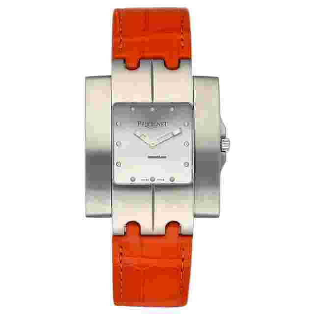 Pequignet
                           
                                 277 Rectangle Silver Dial 33mm Orange Leather Swiss Quartz Men's Watch