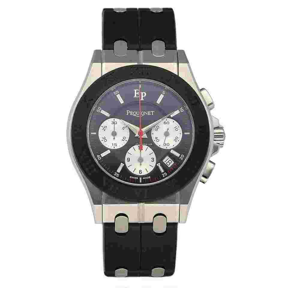 Pequignet
008 Chrono Tonneau Black Dial 42mm Steel Rubber Automatic Men's Watch