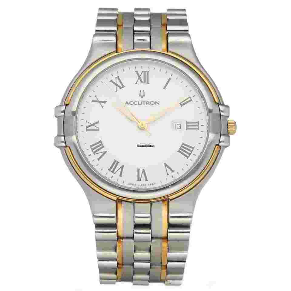 Accutron
28B71 Two Tone 18k/Steel 36 mm White Roman Swiss Quartz Men's Watch