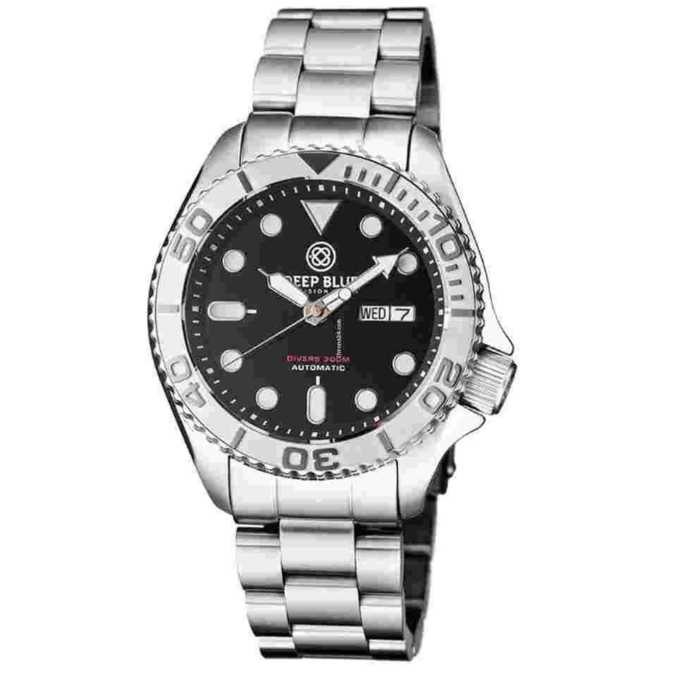 Deep Blue
Military Diver 300 Automatic Men's Diver Watch Silver Ceramic Bezel / Black Dial Bracelet