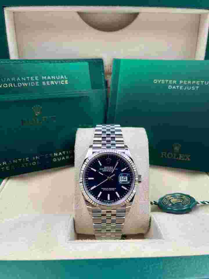 Rolex Datejust 36
36mm Blue Motif Dial Fluted Bezel Jubilee 126234 Unworn 2023