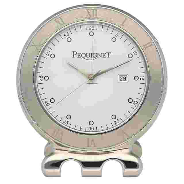 Pequignet
                           
                                 43312 Stainless Steel 1.7" 45 mm White Dial Quartz Alarm Desk Clock