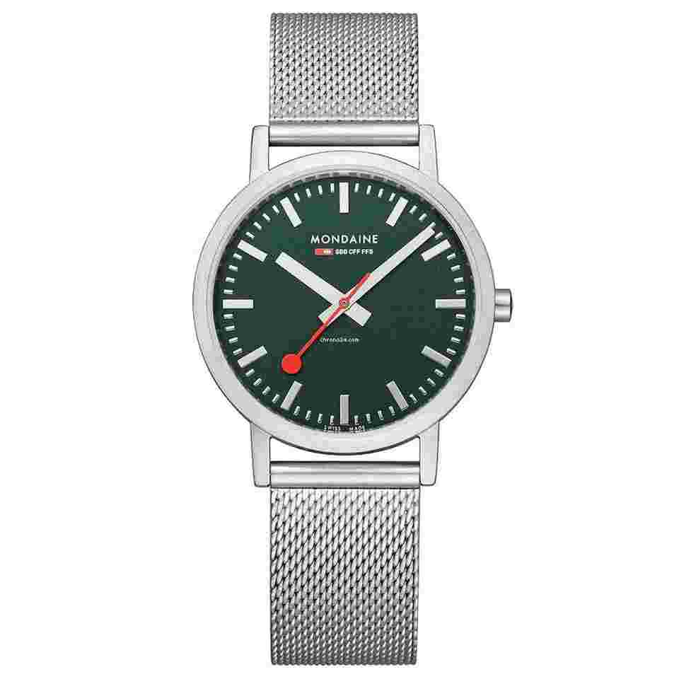 Mondaine Classic
                           
                                 A660.30314.60SBJ Classic Green Dial 36 mm Steel Swiss Quartz Wrist Watch