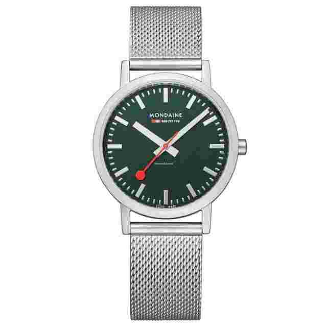 Mondaine Classic
                           
                                 A660.30314.60SBJ Classic Green Dial 36 mm Steel Swiss Quartz Wrist Watch