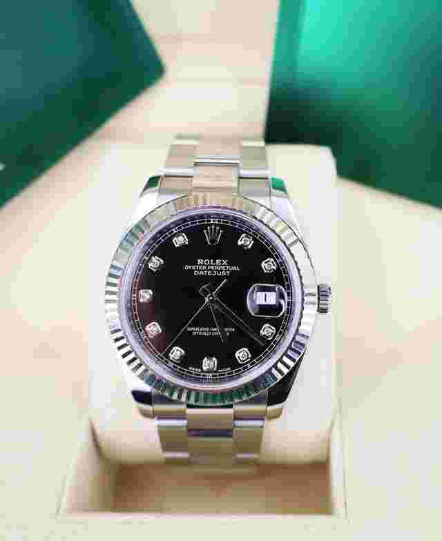 Rolex Oyster Band Black Diamond Dial Datejust 41mm Stainless Steel 126334 