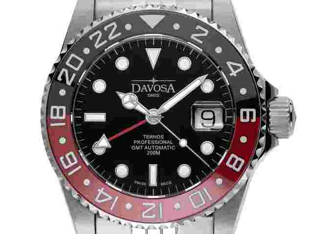 Davosa Ternos Professional
                           
                                 TT GMT Stahl Keramik schwarz rot Automatik Armband Stahl 42mm Box&Pap. Full Set Neu