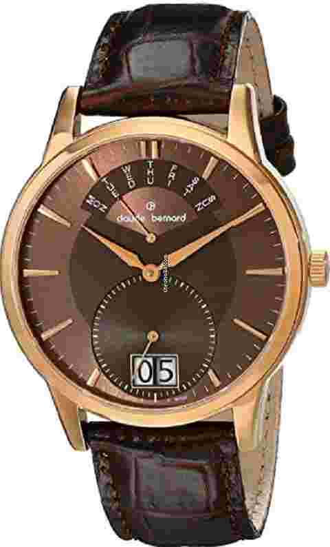 Claude Bernard
                           
                                 Classic Gents Rose Gold PVD Brown Dial Big Day Date Men's Watch 34004 37R BRIR