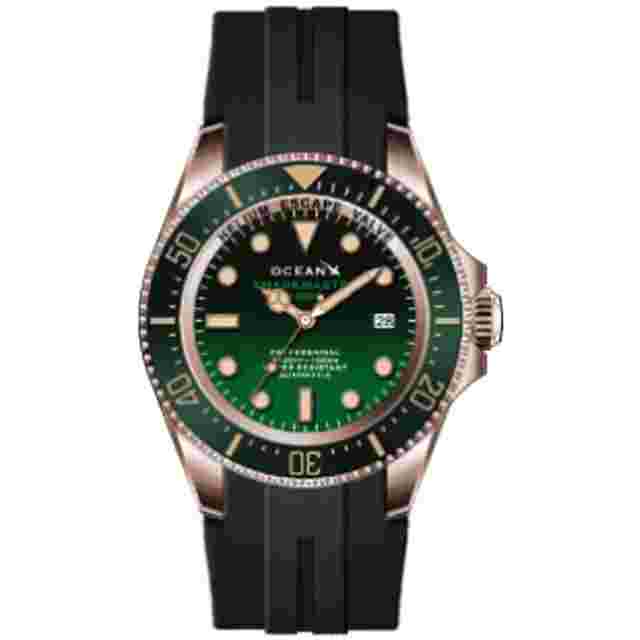 OceanX Sharkmaster 1000 Men's Diver Watch 44mm Black-Green Dial SMS1066