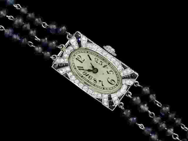 Vacheron Constantin
                           
                                 1910's Rare & Exquisite Art Deco Ladies Watch - Platinum Diamonds Sapphires & Emeralds