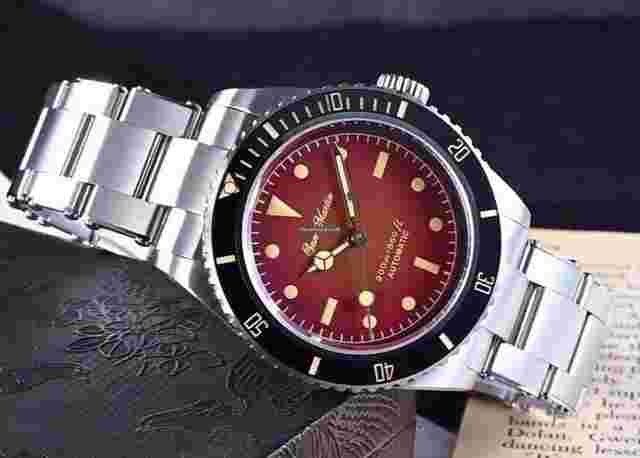 San Martin 6200 SN004-G-V2 38mm Vintage Retro Automatic Diver Watch Leather Dial